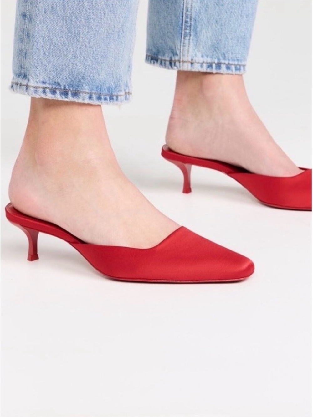 Larroude Satin  Red Mules 👠